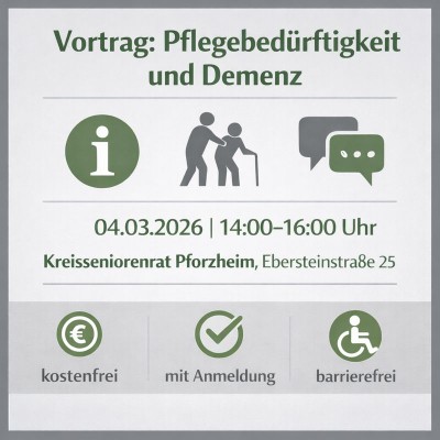 Vortrag zu Pflegebedürftigkeit und Demenz in Pforzheim